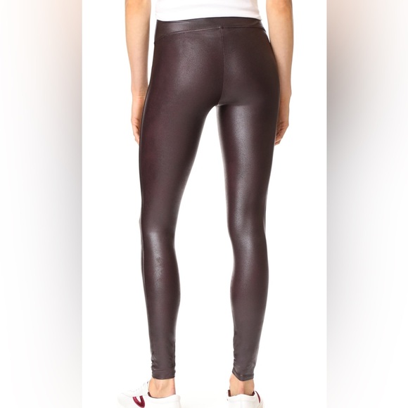 SPANX Wine Burgundy Faux Leather Leggings, Large - Picture 3 of 4